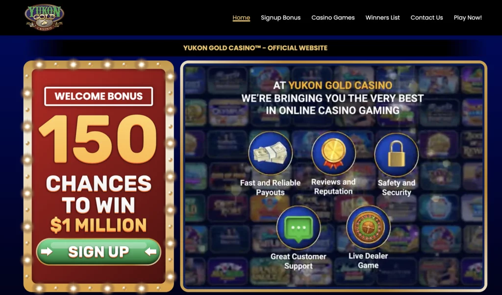 Yukon Gold Casino review Canada Screenshot $5 deposit