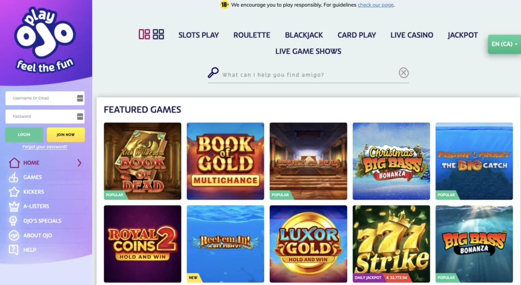 playojo casino review Canada with wager free 50 free spins