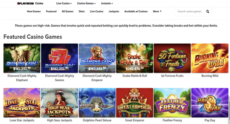 play now casino games review