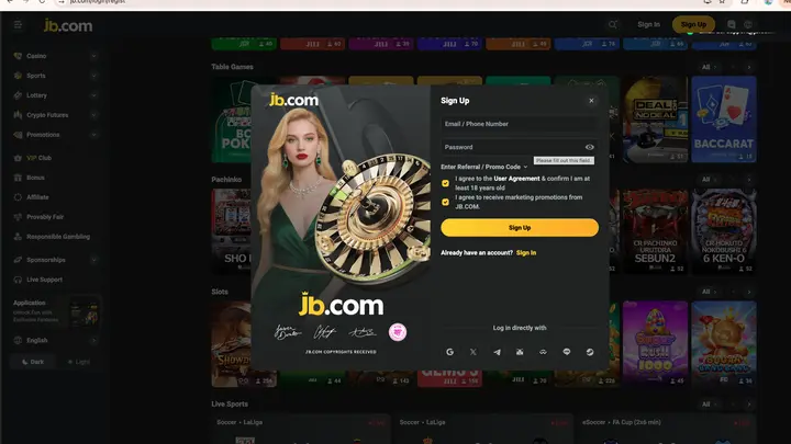 jb casino sign up exclusive bonus
